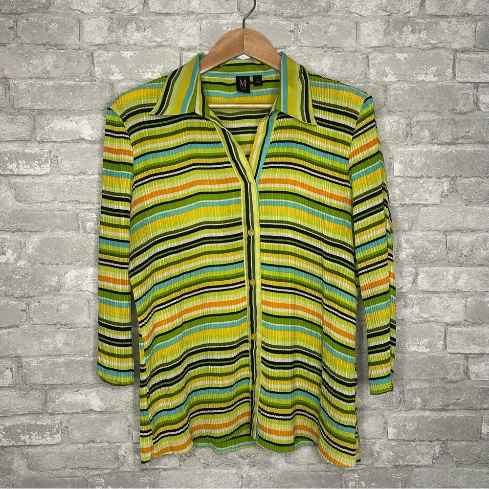 EUC Milano Women’s Multi Colored Striped Shirt  Size 2X * (RN105505)